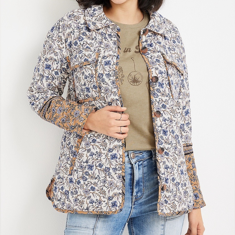 Quilted Floral Shacket XL